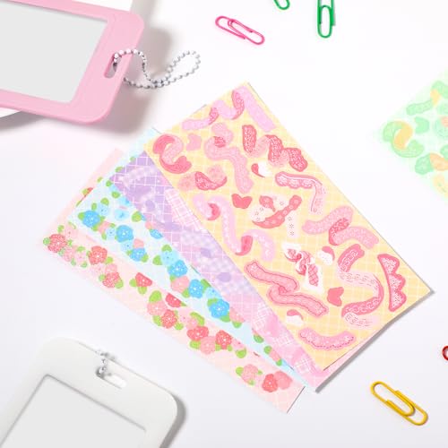 6 Pcs Photocard Holder Keychain Set with Decorative Stickers for DIY