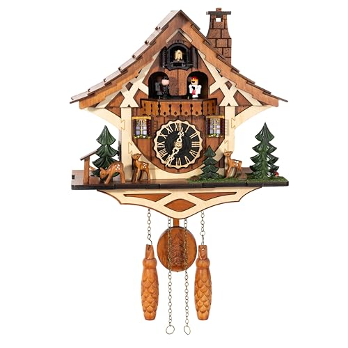Handmade Wooden Cuckoo Clock with Automatic Night Silence and Volume Control