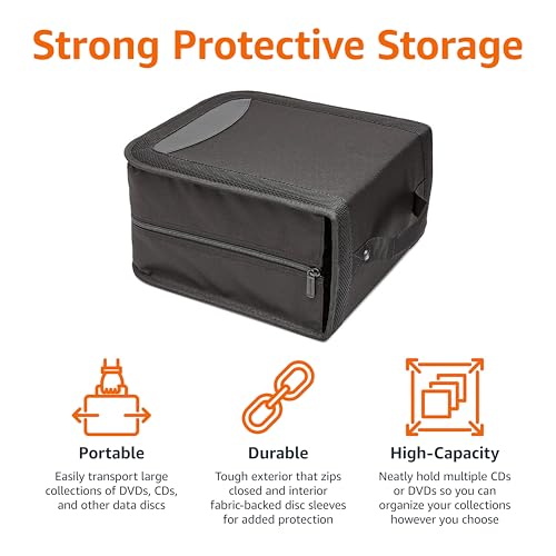 400 Disc Portable CD & DVD Storage Binder Case with Handle - Black