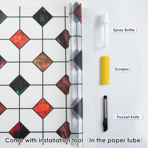 Colorful Gem Rhombus Decorative Window Privacy Film - Rainbow Design