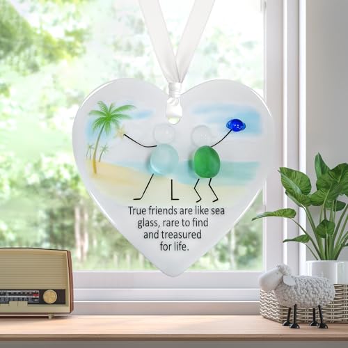 Heart-Shaped Sea Glass Friendship Ornament - Coastal Keepsake Gift