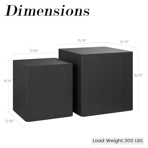 Modern Nesting Coffee Table Set of 2, Wood Grain Minimalist Side Tables