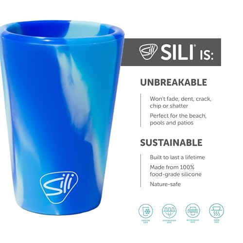 Silipint Arctic Sky 1.5oz Silicone Shot Glasses - Pack of 2, Unbreakable, BPA-Free, Dishwasher & Freezer Safe Drink Cups