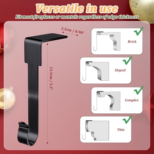 Non-Slip Christmas Stocking Holders for Fireplace Mantel - 6 Piece Set