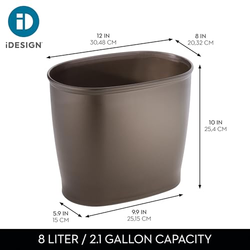 Slim Plastic Trash Can for Bathroom and Office, Bronze 2.1 Gallon