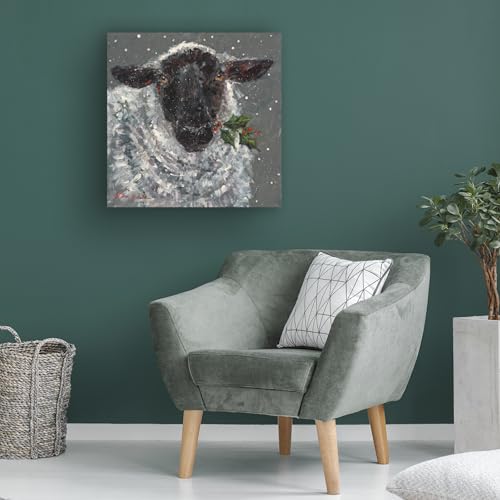 Christmas Sheep Canvas Wall Art 35x35in by Mary Miller Veazie, Ready to Hang