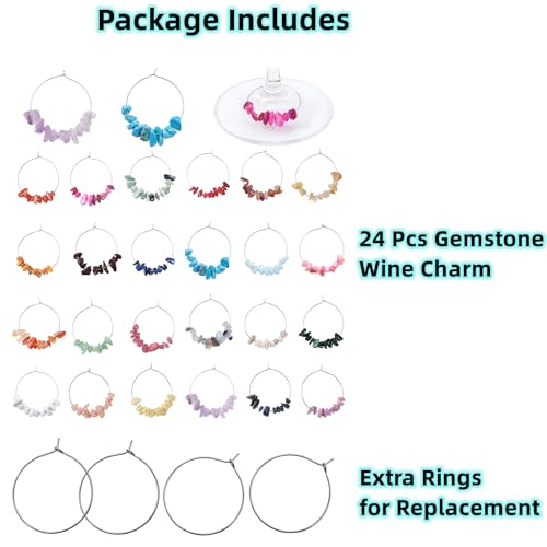 Pride & Par 24 Pcs Gemstone Glass Beads for Wine Glass Decoration, Wedding & Party Decor