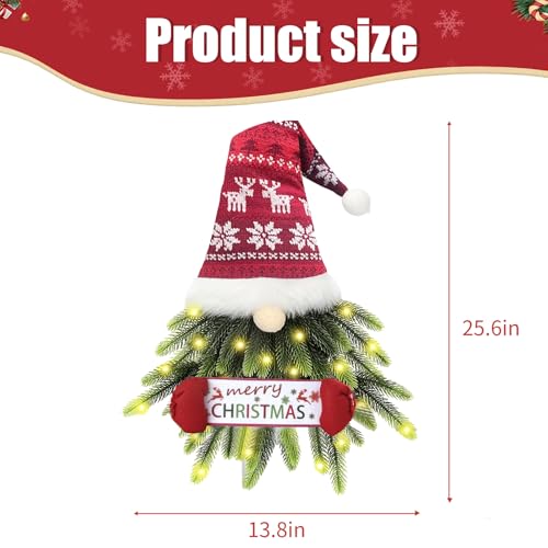 Glowing Santa Christmas Wreath for Front Door with 20-LED Lights