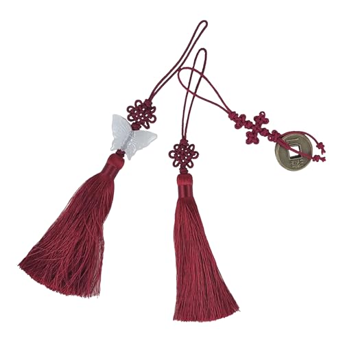 Mini Silk Knot Norigae Set - 2 Pack Traditional Korean Tassel Bag Charms