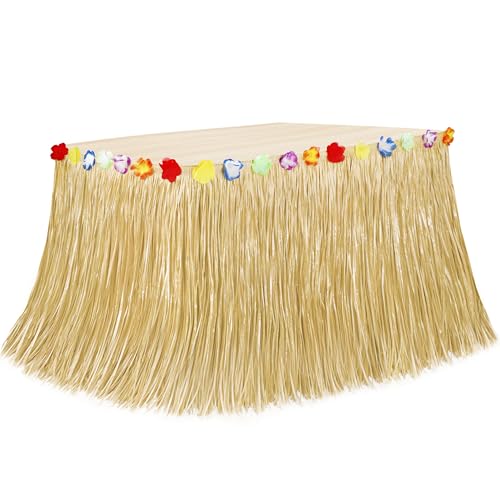 Hawaiian Grass Table Skirt - 108-Inch Tropical Luau Party Decoration