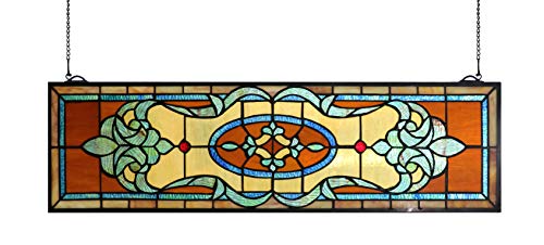 Handmade Stained Glass Window Panel | 32x9 Inch Tiffany Art