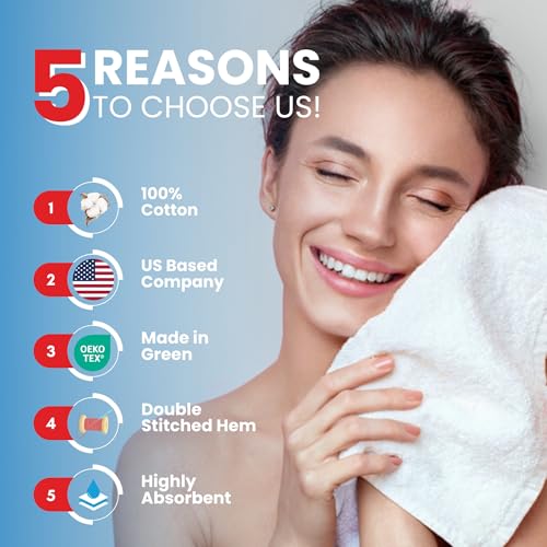 Infinitee Xclusives 100% Cotton Washcloths 12 Pack 13x13 Soft Absorbent Face Towels