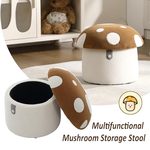 Kids Mushroom Storage Ottoman - Plush Childrens Chair & Footstool