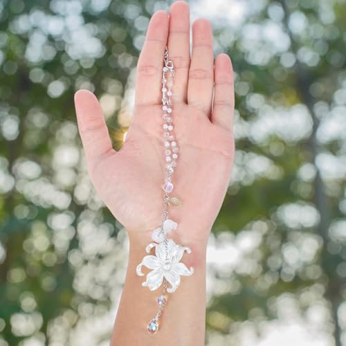 Lily of the Valley Leaf Car Charm, Floral Rearview Mirror Hanging Ornament