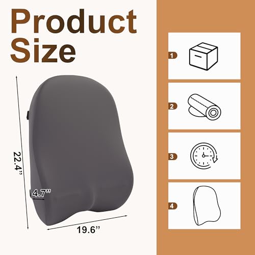 Extra Long Lumbar Support Pillow for Recliner Chair - Ergonomic Memory Foam Cushion