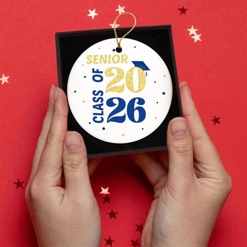 Class of 2026 Graduation Ornament – Blue & Gold Ceramic Hanging Decoration