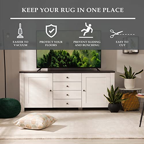 Non-Slip Area Rug Pad for Hardwood Floors - 5' x 8' Cream Mesh Gripper