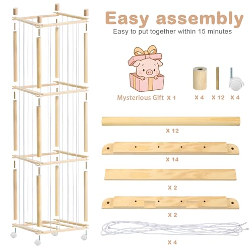 Wooden Stuffed Animal Storage Zoo with Lockable Wheels - 54 Inch