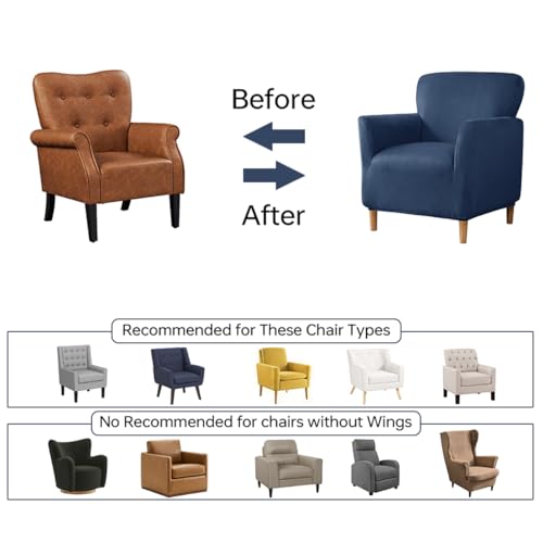 Stretch Velvet Armchair Slipcover with Arms - Anti-Slip Protector