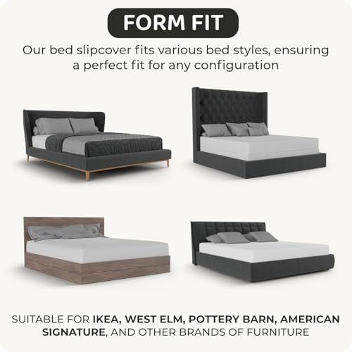 Stretch Bed Frame Slipcover - Soft Bi-Elastic Cover for Full/Queen Beds - Dark Brown