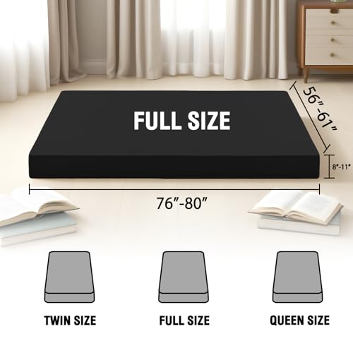 Extra Thick Full Futon Mattress Cover with Zipper - Machine Washable, Black