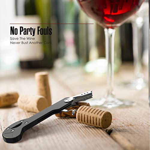 Houseables Black 5 1/4" Wine Opener with Foil Cutter - Restaurant & Server Use