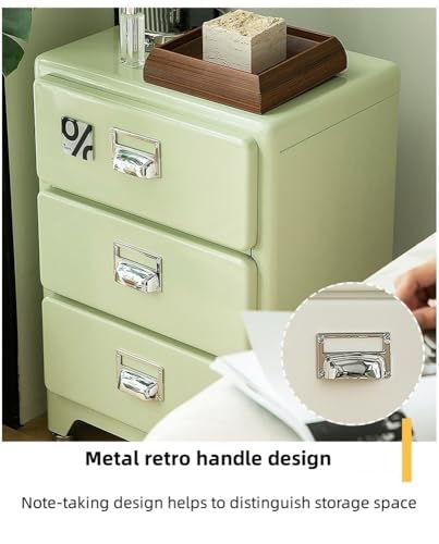 3-Drawer Nightstand, Minimalist Bedside Table in Light Green