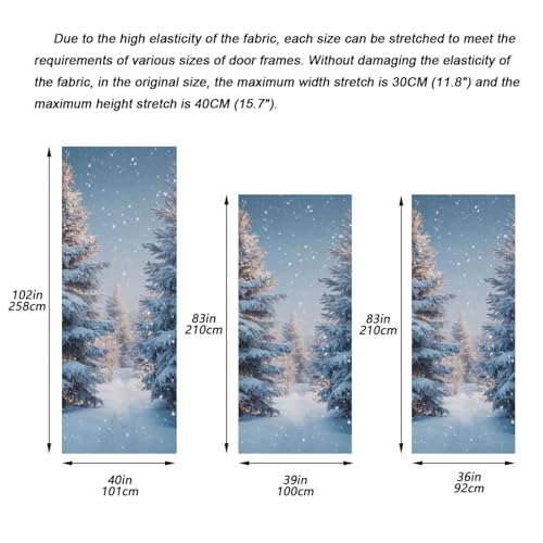 Burbuja 35 x 79 in Snowy Forest Door Cover - Stretch Fabric Backdrop for Holidays