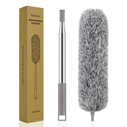 Extendable Microfiber Duster with 100-Inch Pole - Bendable & Washable