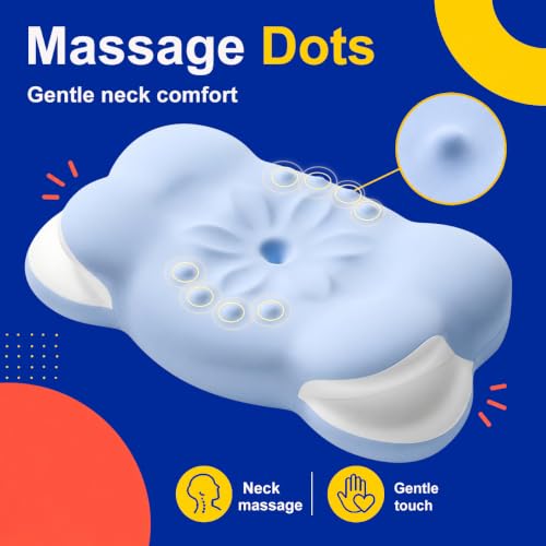 Cooling Memory Foam Cervical Neck Pillow with Zero-Pressure Ear Zone