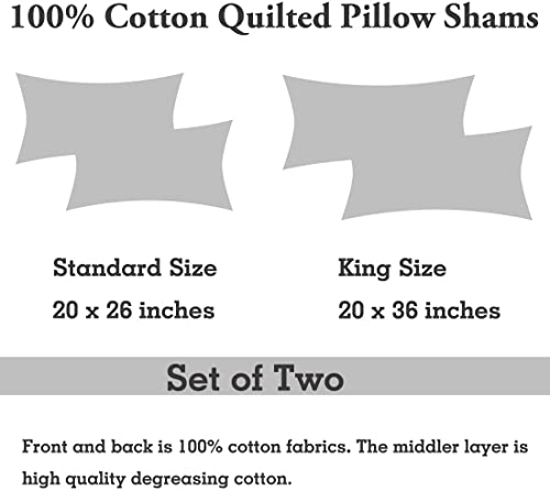 Quilted Cotton Pillow Shams - Sage Green Floral Standard 20x26 Inch Set