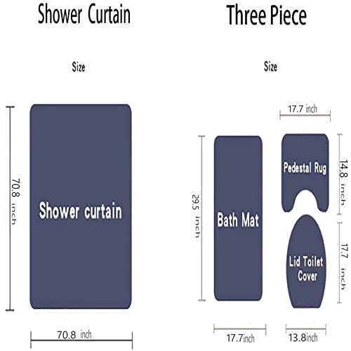 4-Piece Red Rose Shower Curtain Set with Non-Slip Bath Rug and Mats