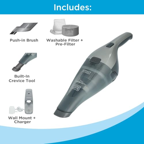 BLACK+DECKER 8V Cordless Dustbuster Handheld Vacuum with Crevice Tool