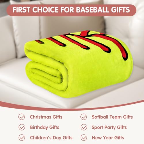 Wonfly Softball Throw Blanket for Boys Adults 60x80 in - Baseball Gifts