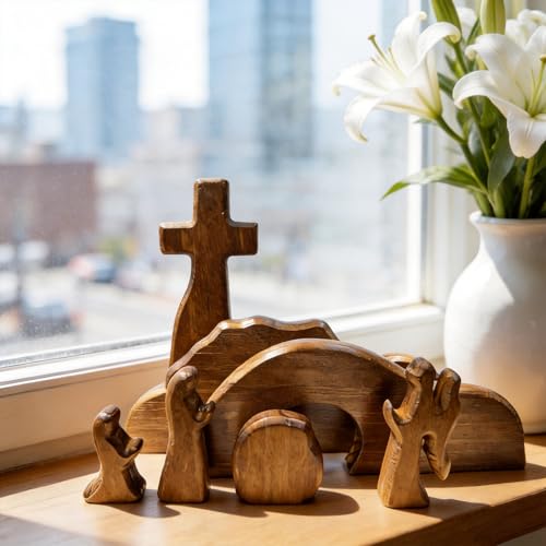 Wooden Empty Tomb Easter Resurrection Scene Tabletop Decor