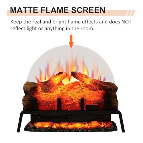 24-Inch Electric Fireplace Log Set Insert with Heater and Crackling Sound