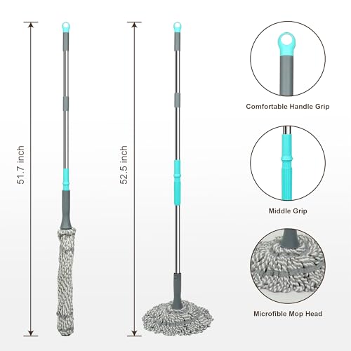 Self-Wringing Twist Mop with 52.5" Long Handle for Hardwood, Tile & Vinyl
