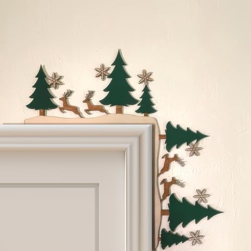 Sanmtang Christmas Door Corner Decor Tree - Wooden 8x5 in Holiday Sign for Door/Windows (Trees Variation)