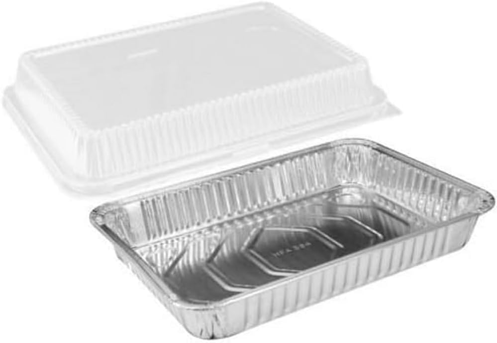 PACTOGO Disposable Aluminum Foil Oblong Cake Pans - 13" x 9" x 2" with Dome Lids | 108 Oz for Baking & Storing (Pack of 12)