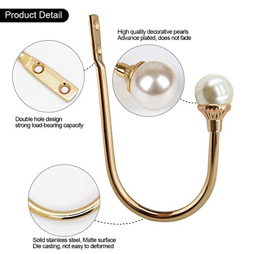 U-Shaped Pearl Curtain Holdbacks - 2 Pack Wall-Mounted Metal Curtain Hooks