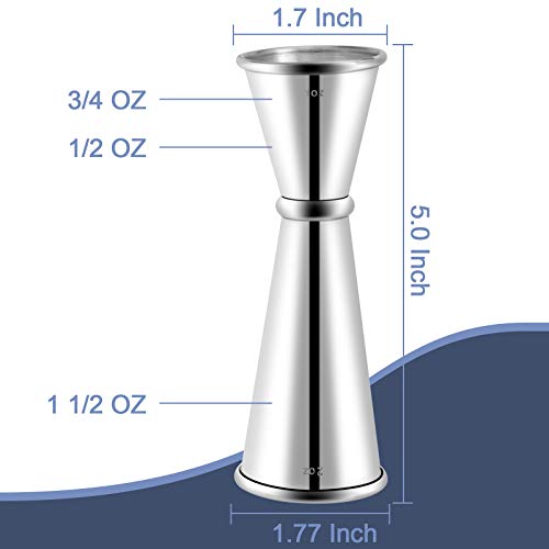 Double Cocktail Jigger, 1 oz & 2 oz Stainless Steel Japanese Measuring Tool