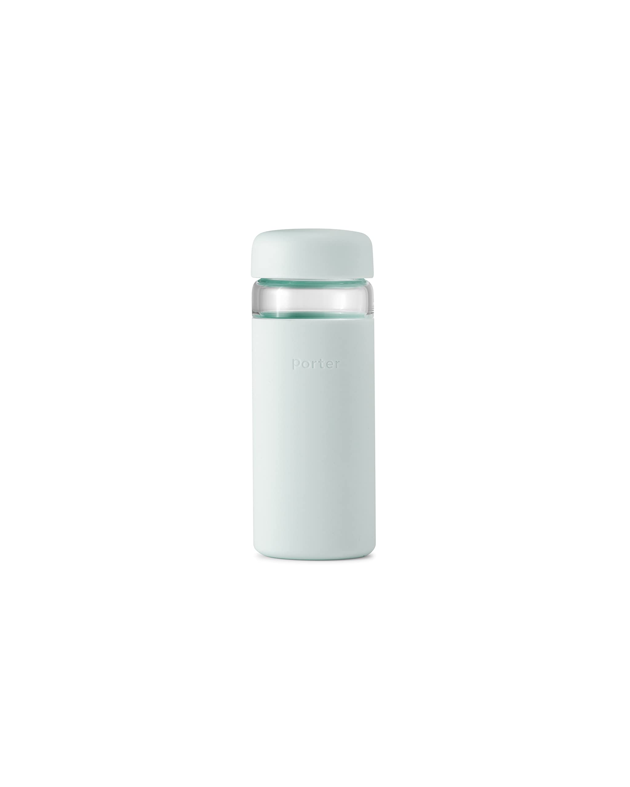 W&P Porter Glass Wide Mouth Bottle w/ Protective Silicone Sleeve | Mint 16 Ounces | On-the-Go | Reusable Bottle | Portable and Lightweight | Dishwasher Safe