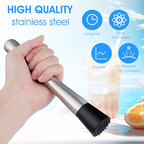 Stainless Steel Cocktail Muddler Set - 20 Pcs Bar Tool Kit for Drinks & Mojitos