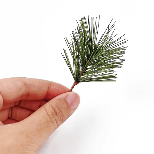 NSBELL 25pcs Artificial Pine Branches Small Pine Needles for wreaths garlands & Christmas decor