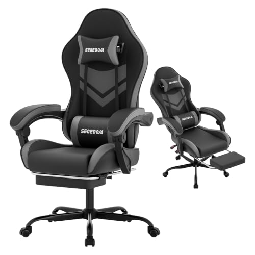 Ergonomic Gaming Chair with Footrest and Massage Lumbar Support
