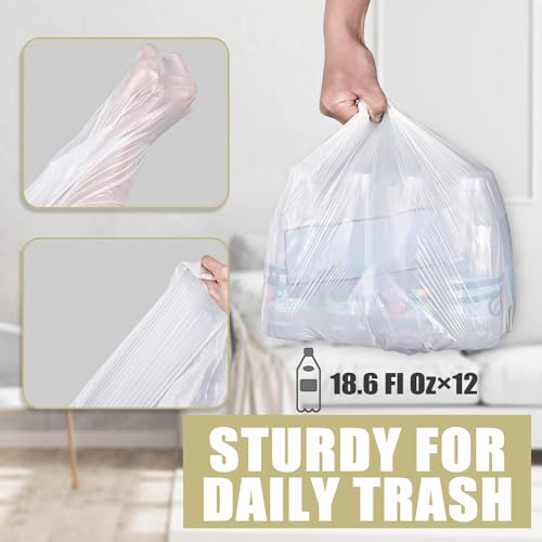 4 Gallon Small Trash Bags - 100 Count White Leakproof Garbage Can Liners