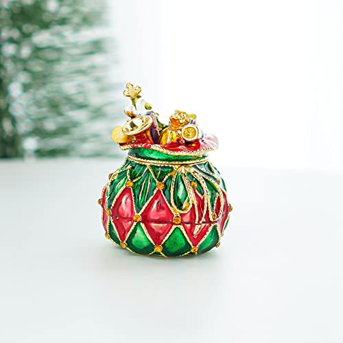 Yu Feng Christmas Ball Jewelry Trinket Box with Enamel & Gemstones