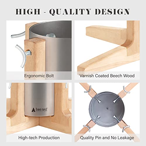 Rustic Real Christmas Tree Stand with Beechwood Legs for Live Trees up to 7ft