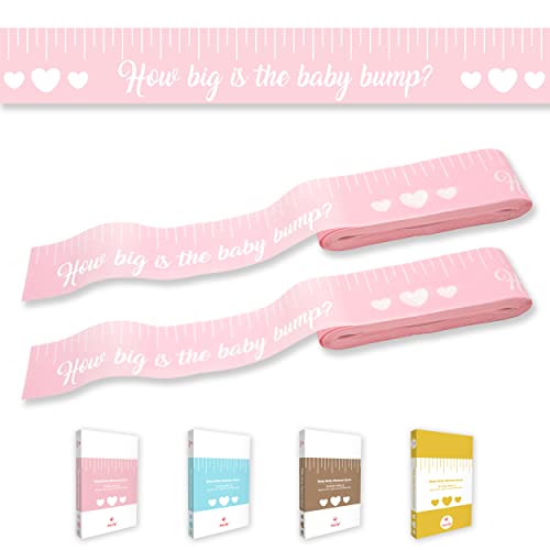 Baby Bump Measure Game - 2 Pink Paper Tape Rolls for Baby Showers
