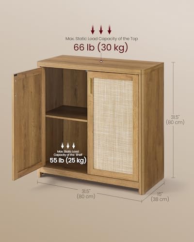 Boho Rattan Sideboard Buffet Cabinet with Adjustable Shelf - Natural Brown